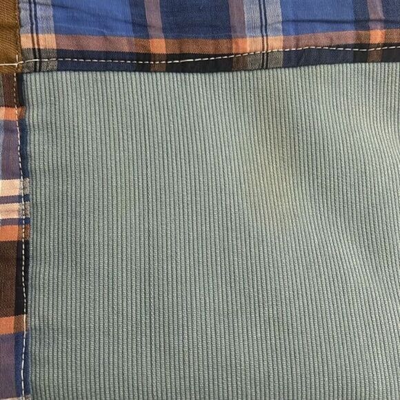 Homemade Plaid Squares Western Corduroy Squares Vintage Quilt 25 In x 54 In - Picture 14 of 14